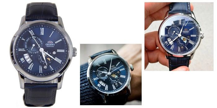 Đồng Hồ Orient Sun And Moon Gen 3 SAK00005D0 d&acirc;y da m&agrave;u xanh Blue Nhật Bản